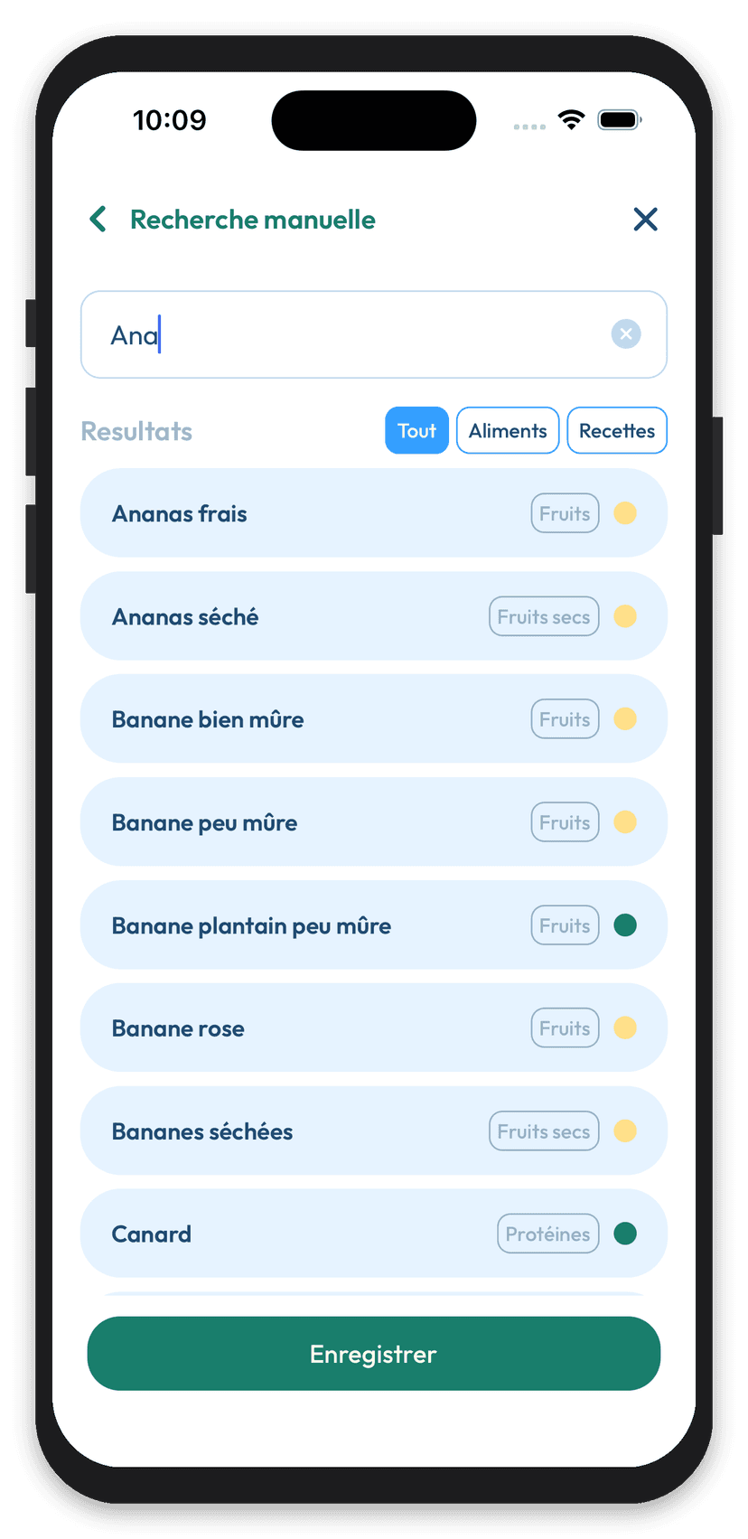 Bellya — Recherche parmi 700+ aliments analysés