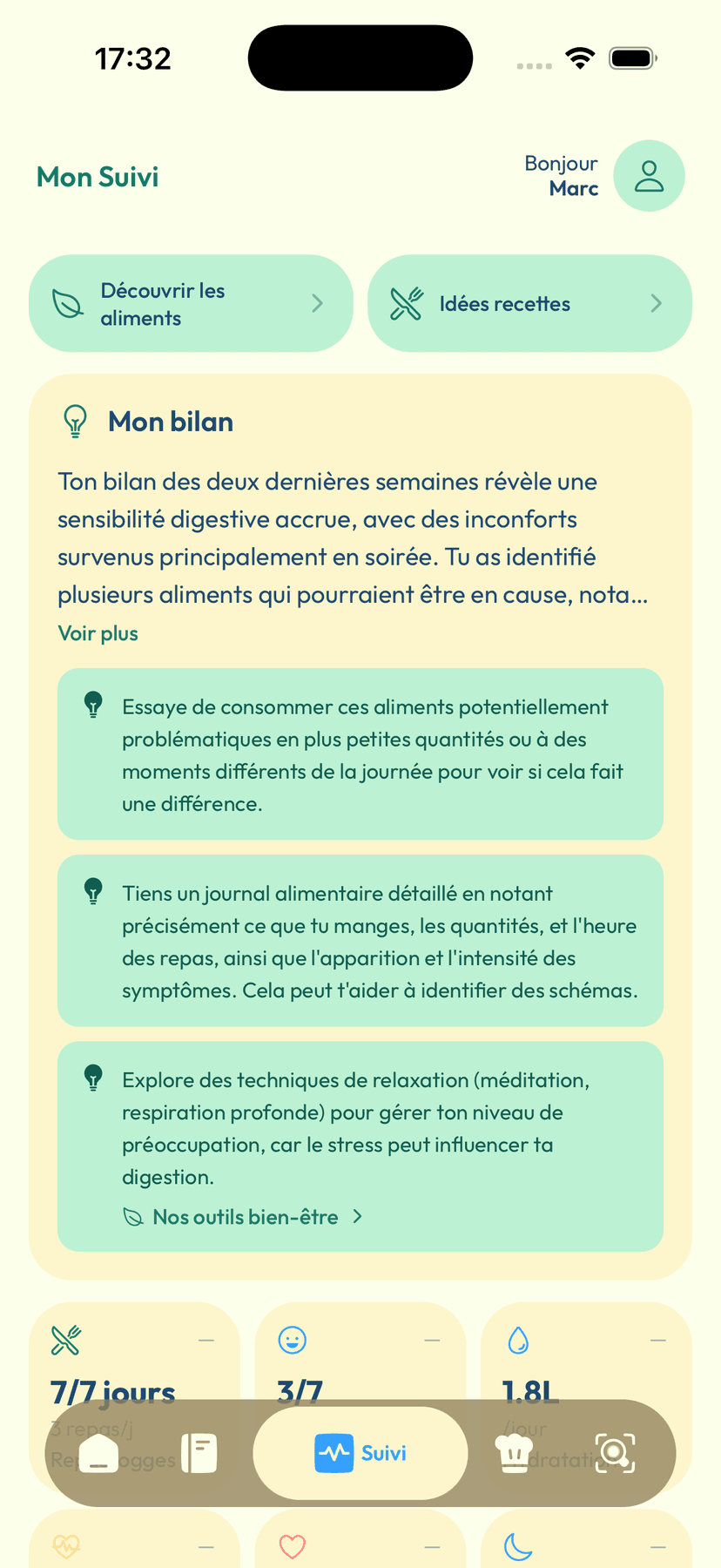 Bellya — Suivi personnalisé des symptômes